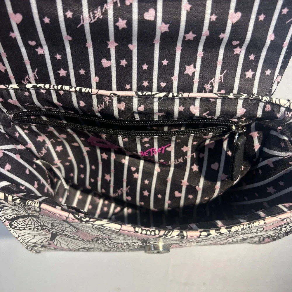 Luv Betsy by Betsy Johnson butterfly pink crossbody black white